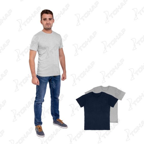 Комплект футболок 2 шт., цв.темно-синий/серый меланж р.46 Helios