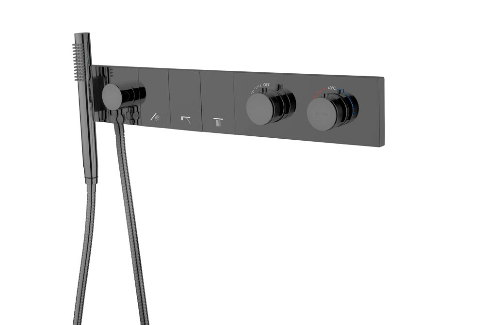 Смеситель ZODIAC THERMO с ручным душем SHINE GUN METAL