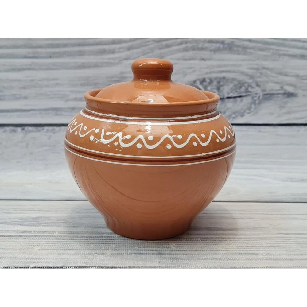 Горшочек 700 мл d 10,5 см h9 см с крышкой "Псковский" керамика ПГ [1]