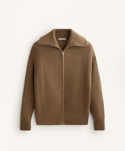 Oysho Вязаная толстовка с отложным воротником, карамельный