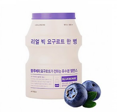 A'PIEU МАСКА ТКАНЕВАЯ ДЛЯ ЛИЦА REAL BIG YOGURT ONE-BOTTLE BLUEBERRY, 21 G