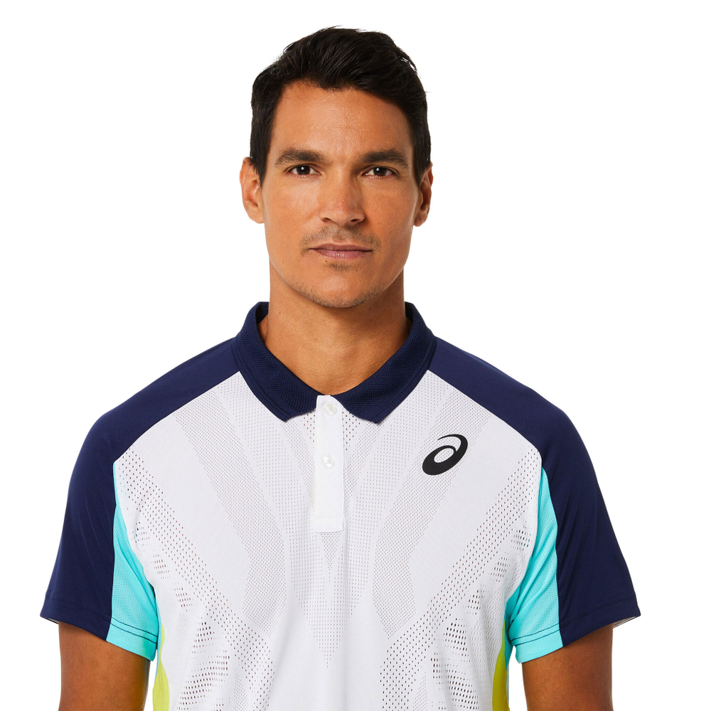 Мужское теннисное поло ASICS Match Polo Men - White, Light Blue