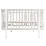 Кровать детская Indigo Italiano Baby продольный маятник на колесах кашемир-белый