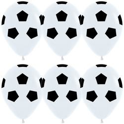 Шар (12''/30 см) Футбольный мяч, Белый, пастель, 5 ст, 25 шт.