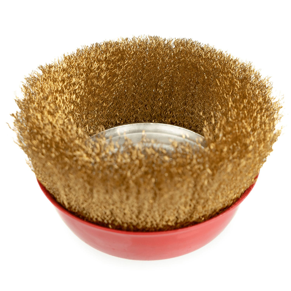 Щетка по металлу для УШМ 150 М14 латунная (чашечная)