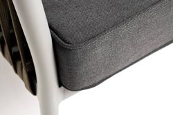 "Касабланка" диван 3-местный плетеный из роупа, каркас алюминий светло-серый (RAL7035) муар, роуп серо-коричневый 23мм, ткань серая 017