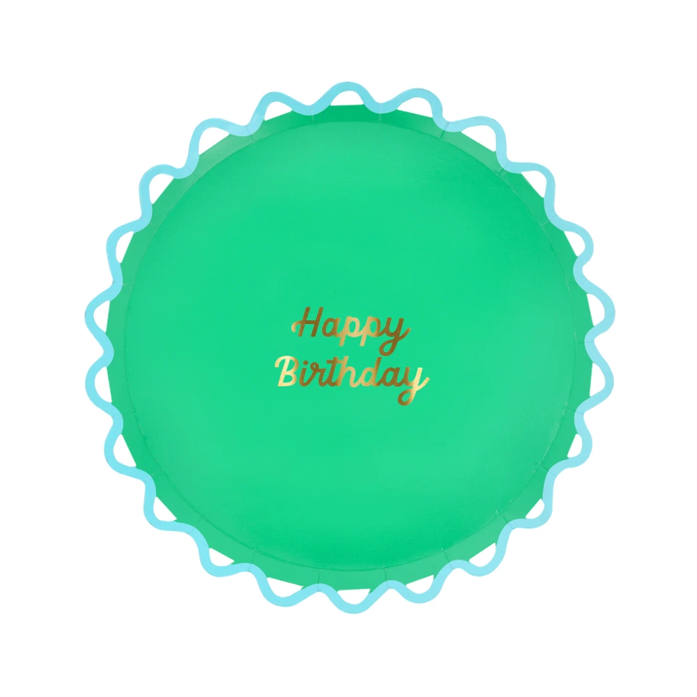 Тарелки маленькие с волнистым краем "С Днем Рождения" [Happy Birthday] 8 шт. (21,6 см)