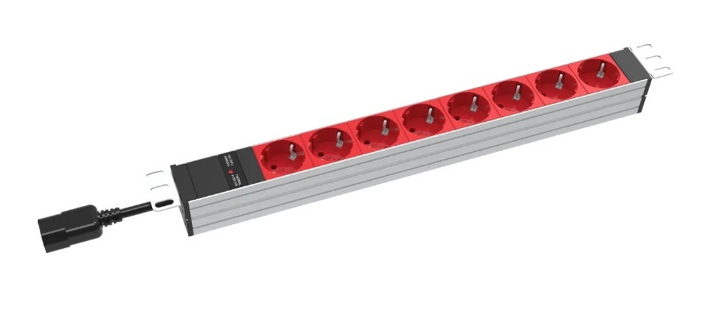 Блок розеток 19", 8 розеток RAKTEK RTSA1608S14