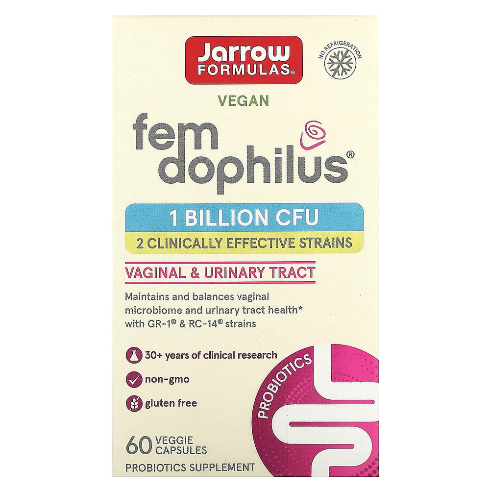 Jarrow Formulas, Fem Dophilus, веганские пробиотики для женщин, 1 млрд КОЕ, 60 растительных капсул