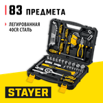 STAYER UNIVERSAL 83, 83 предм., (1/2″+ 1/4″), универсальный набор инструмента, Professional (27710-H83)