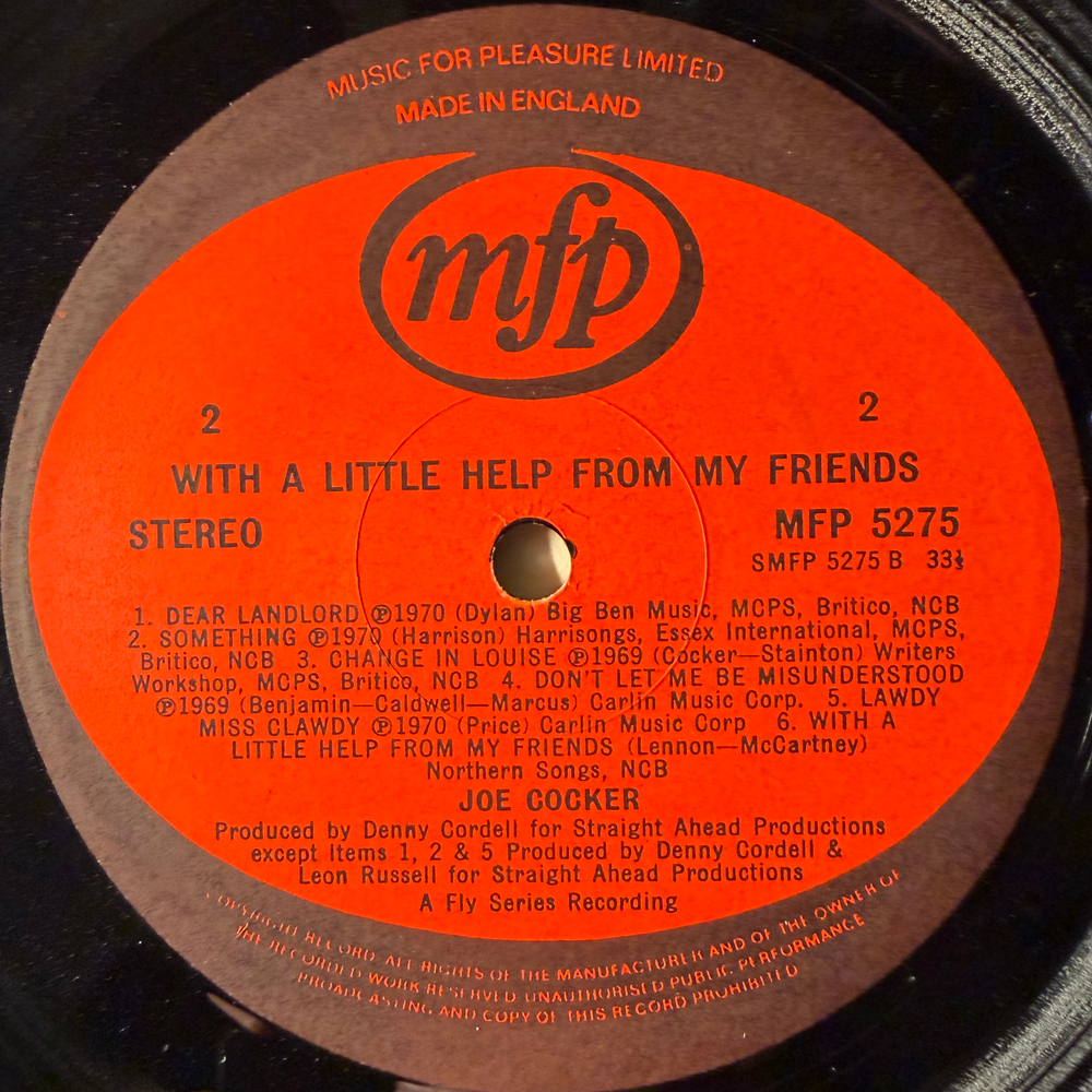 Joe Cocker ‎– With A Little Help From My Friends (Англия 1971г.) Т