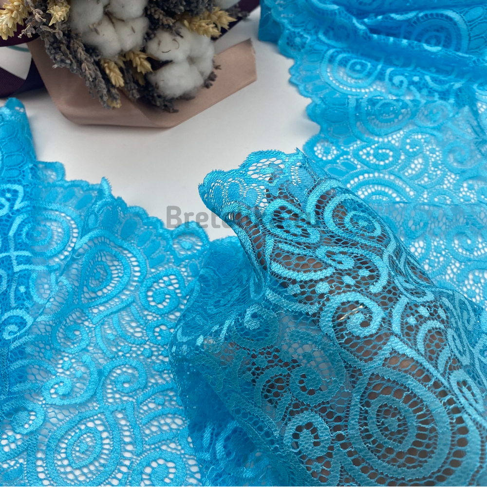 Кружево эластичное голубое 17 см