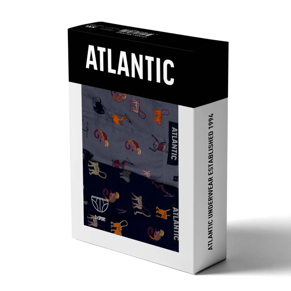 Мужские трусы слипы (серый+темно-синий) набор 2 в1 ATLANTIC Monkey 2MP-003