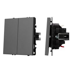 Механизм выключателя двухклавишный непроходной SWT-NOBE-MK02-SFPL-GR (230V, 10A) (Arlight, Серый базальт) 054254