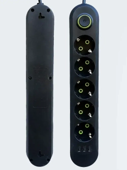 Удлинитель сетевой фильтр 10 метров 4 розетки 3 USB Черный