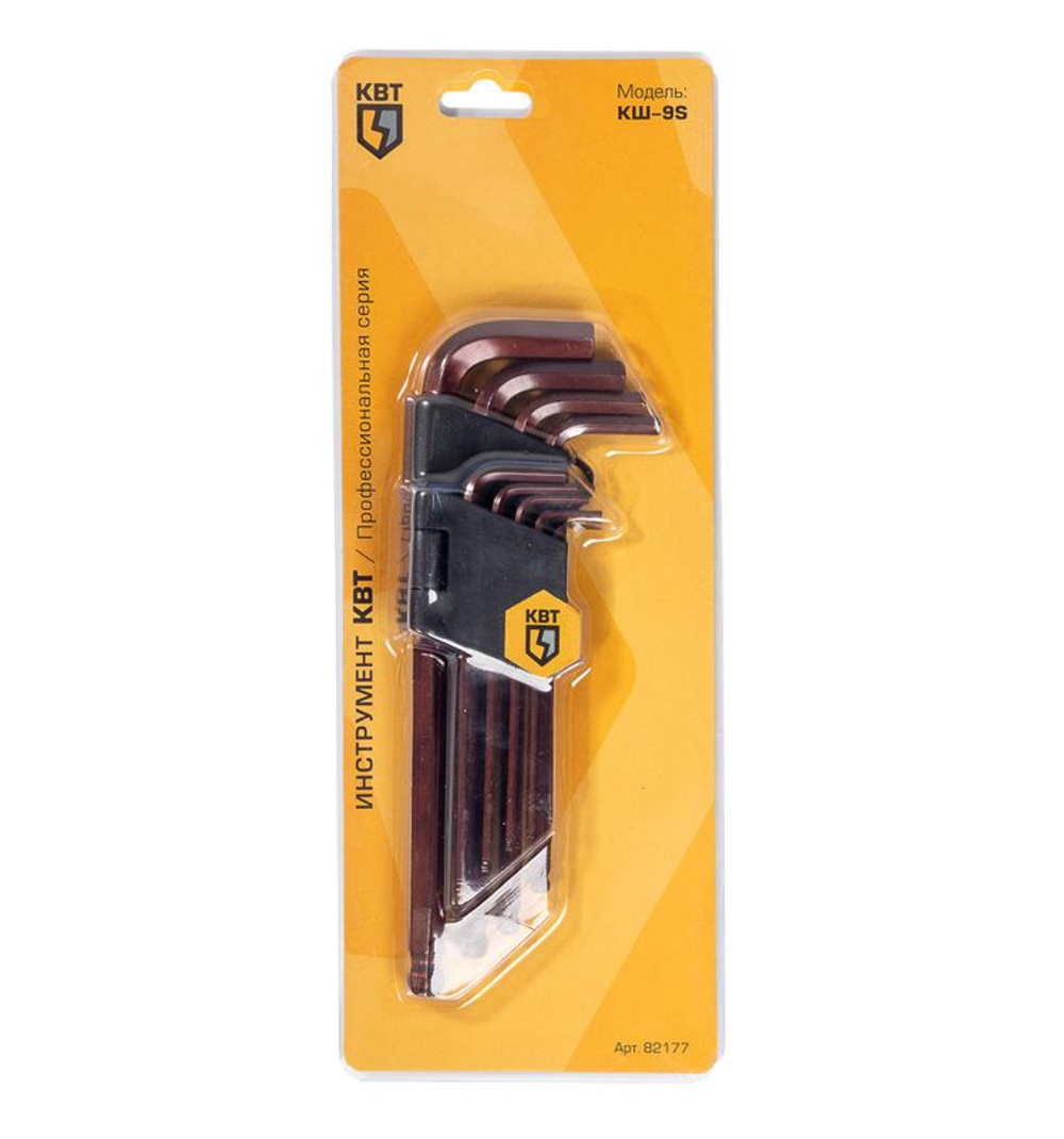Набор шестигранных ключей с шаром КШ-9s КВТ 82177