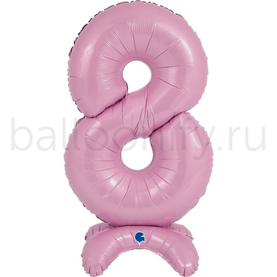 Шар ЦИФРА 8 Pastel Pink на подставке 25" 63 см
