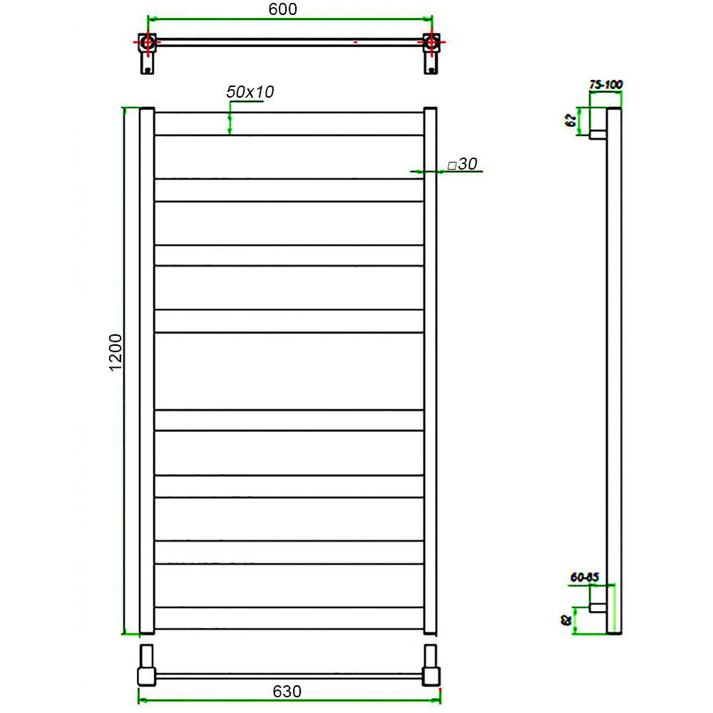 Полотенцесушитель ГРОТА BREZZA 63/120(-), (1 шт)
