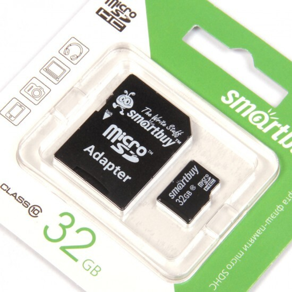 MICRO SD 32Gb Smart Buy Class 10 с адаптером SD