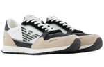 EMPORIO ARMANI Armani first layer cowhide round head lace-up sports comfortable non-slip wear-resistant low-cut life casual shoes men's beige black and white