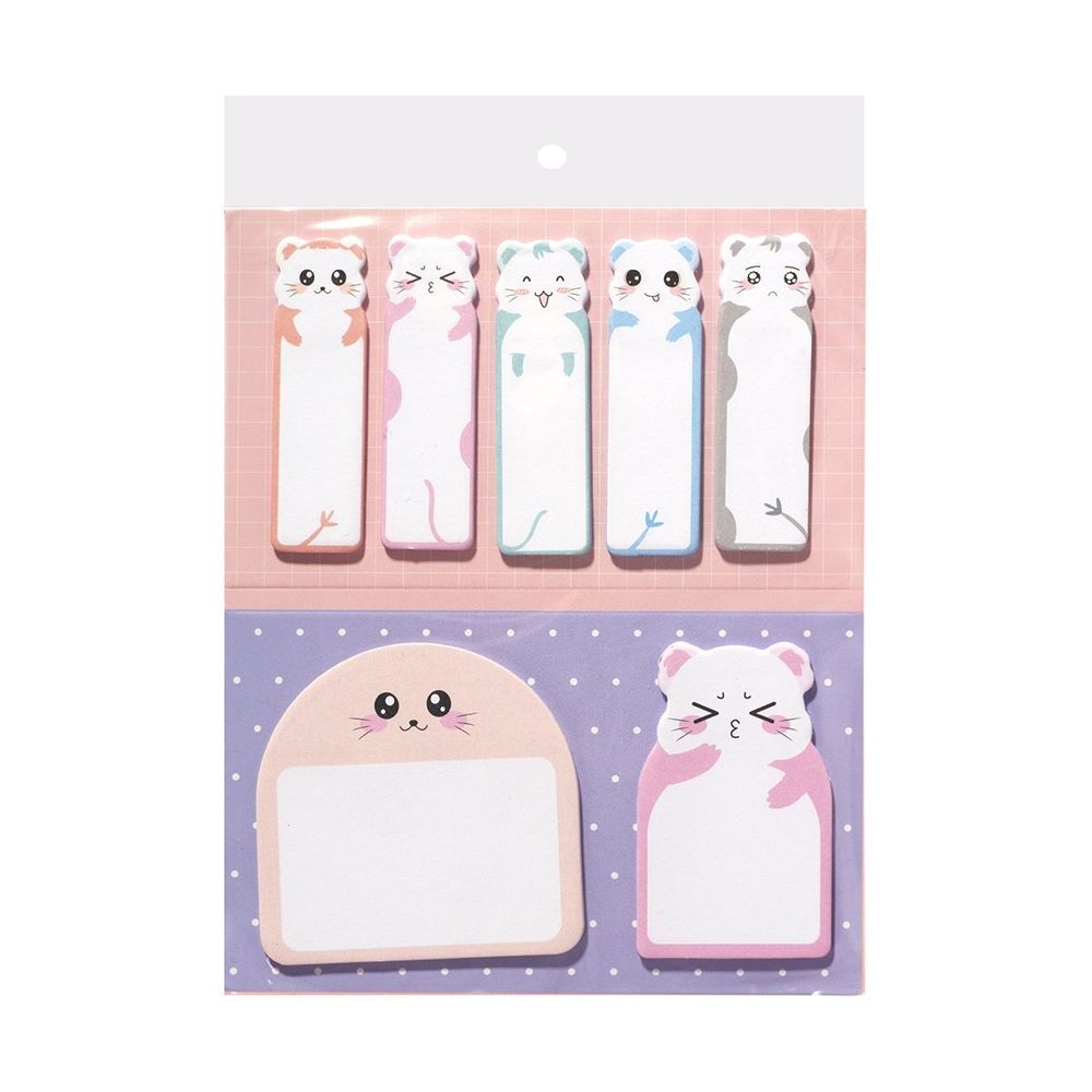 Набор блоков для записей с клеевым краем, Alingar, 5 шт.- 15*60 мм, 1 шт.- 60*60 мм, 1 шт. - 35*60 мм, по 20 л,&quot;Хомячок&quot;,(сирен-роз), пакет европодвес