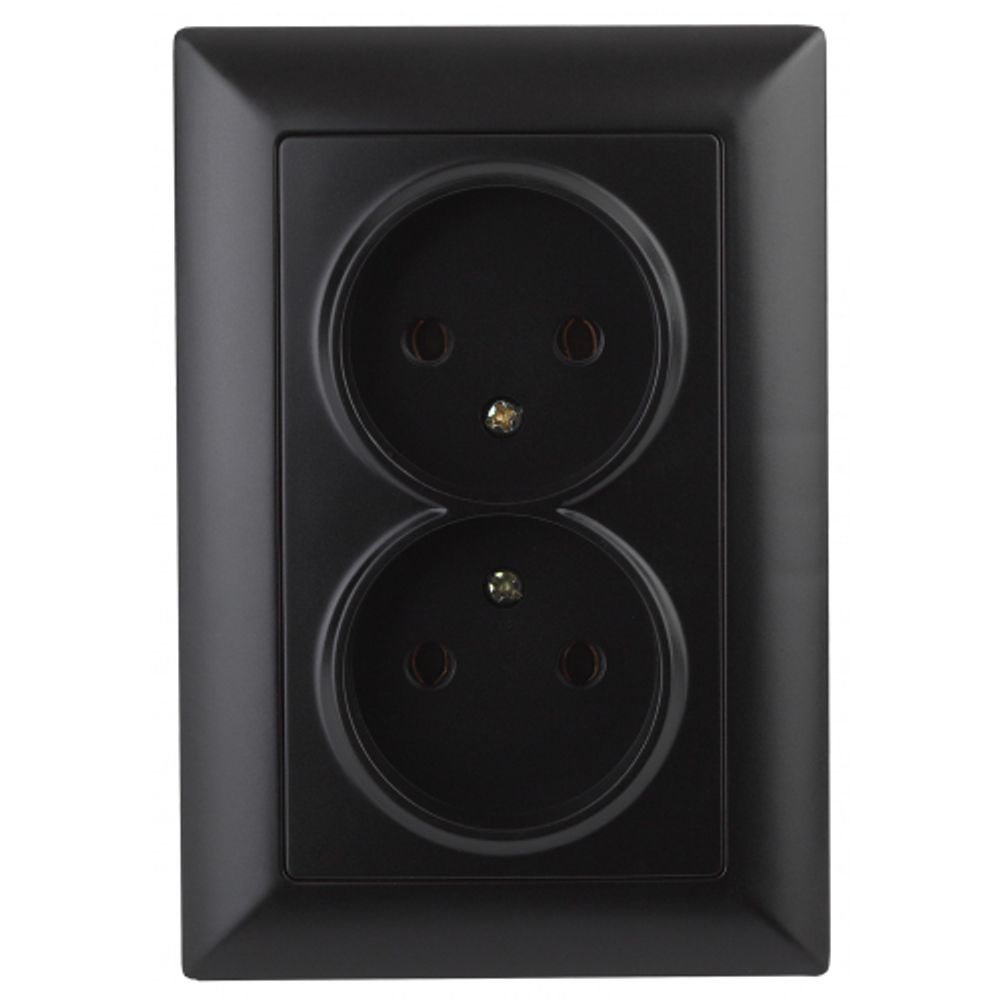 Розетка Intro Solo 4-204-05 без заземления двойная 16А-250В IP20 СУ антрацит |