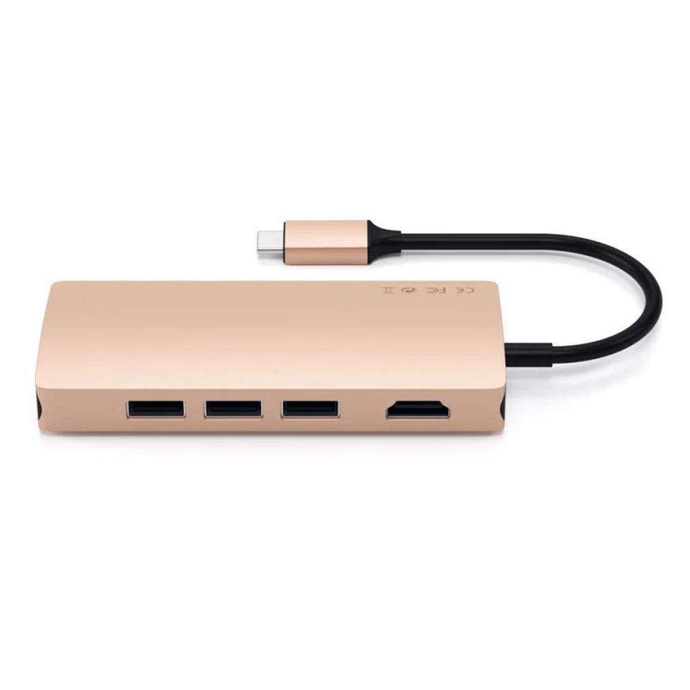 USB-Хаб Satechi Multiport V2 (USB-C) (ST-TCMA2) Подключение: встроенный кабель USB-C. Порты: USB-C (PD 3.1 115 Вт), USB-A 3.2 Gen 2, 2 USB-A 3.2 Gen 1, microSD, SD, HDMI (до 4K 60 Гц), Gigabit Ethernet
