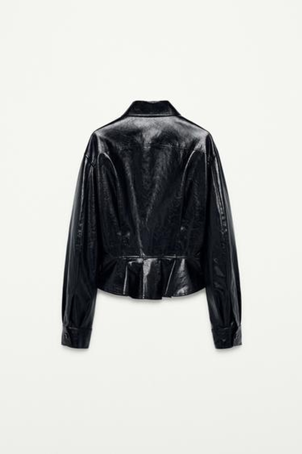 ZARA КУРТКА-ПЕПЛУМ ИЗ ИСКУССТВЕННОЙ КОЖИ — THE ITEM ZARA WOMAN, ЧЕРНЫЙ
