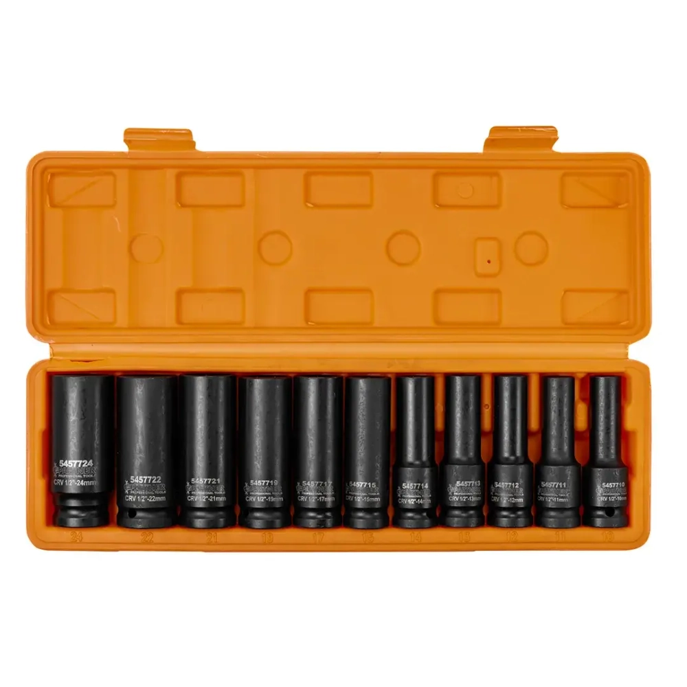Головки ударные глубокие, набор 11пр., 1/2''(6гр.) Partner PA-4117-5MPB