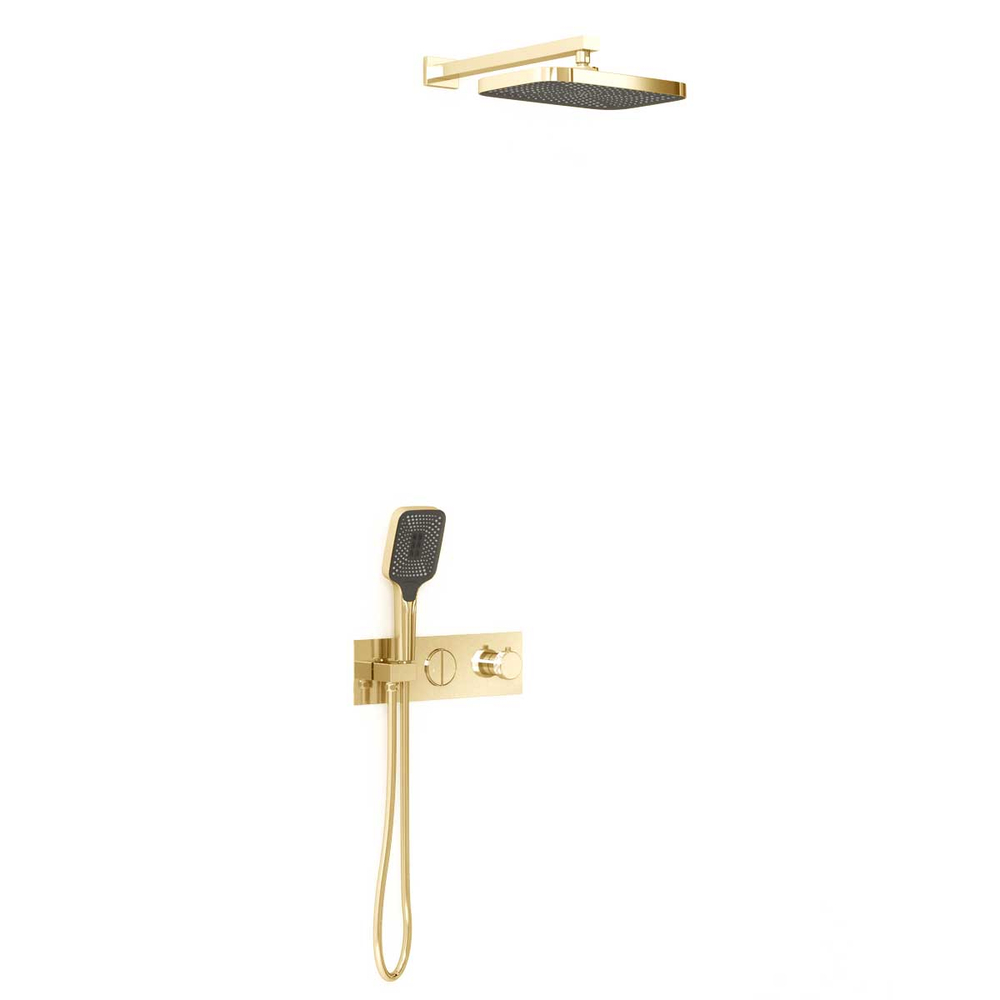 Душевой комплект Vincea VSFW-422T1BG встраиваемый, термостатический, 2 режима, брашированное золото