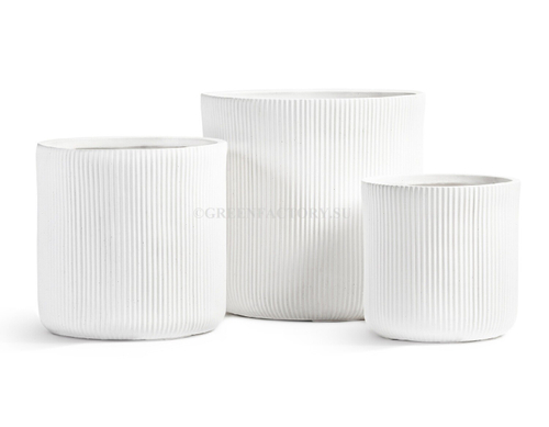 Кашпо TREEZ ERGO - серия Jet - Цилиндр - Белый камень