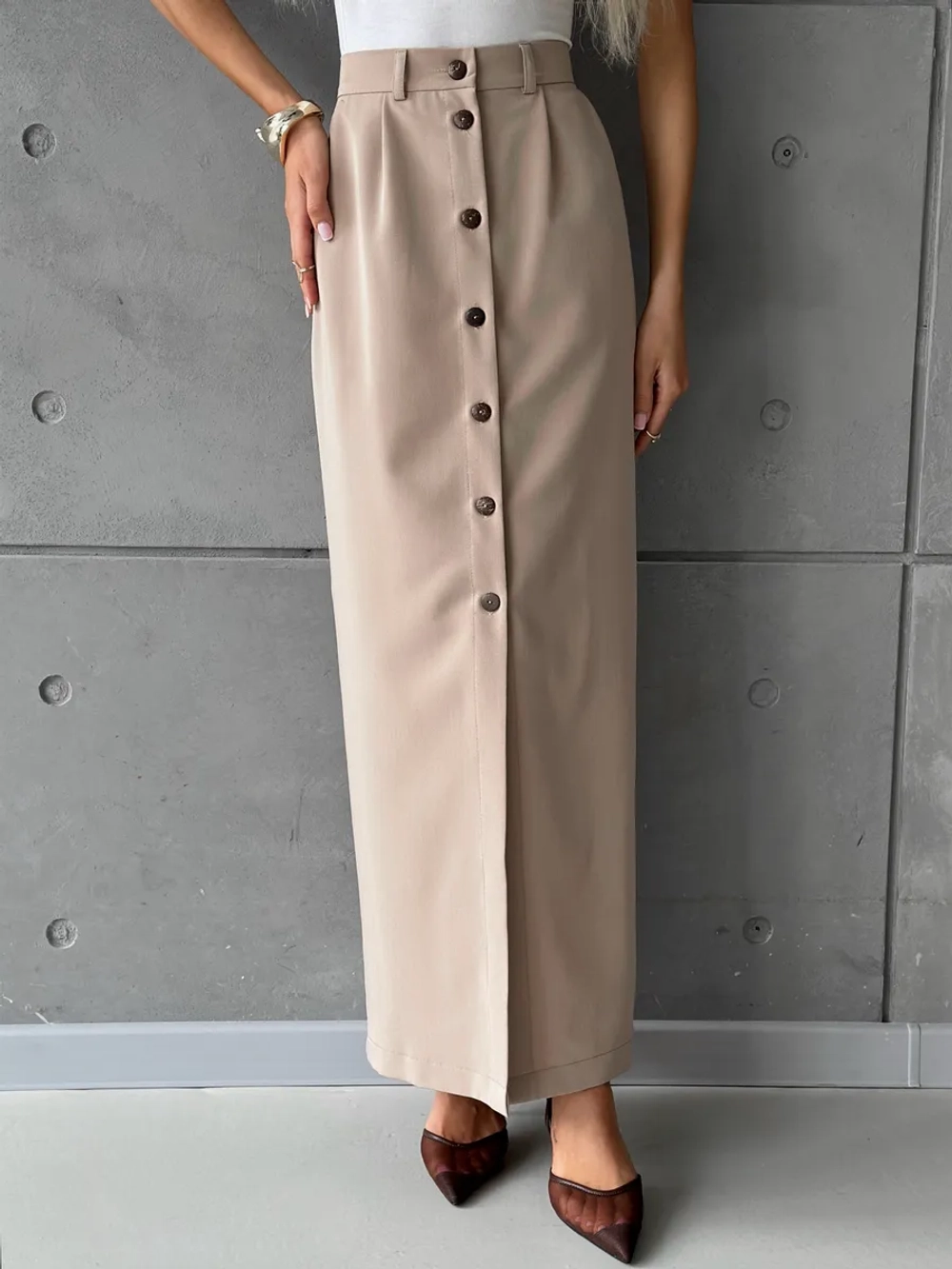Юбка длинная на пуговицах
