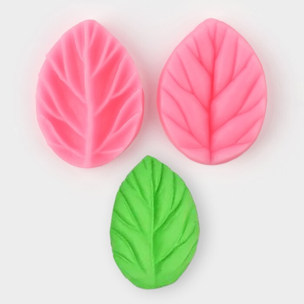 Молд силиконовый для заливки "Лист вишни" 2шт 7,5*5,5см