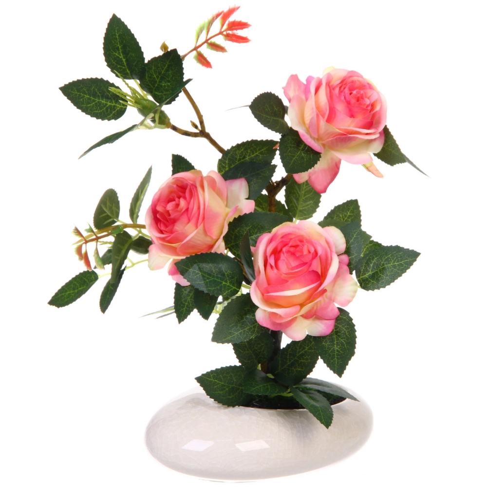 Цветочная композиция «Розовый восторг» 25см в горшке, цвет розовый