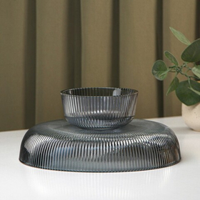 Ваза для фруктов «Камелия», 26×11 см, стекло, серая