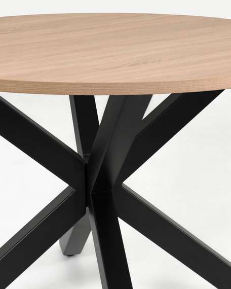 Стол Arya 120 см с отделкой из меламина натурального цвета на черных ножках | La Forma | Испания