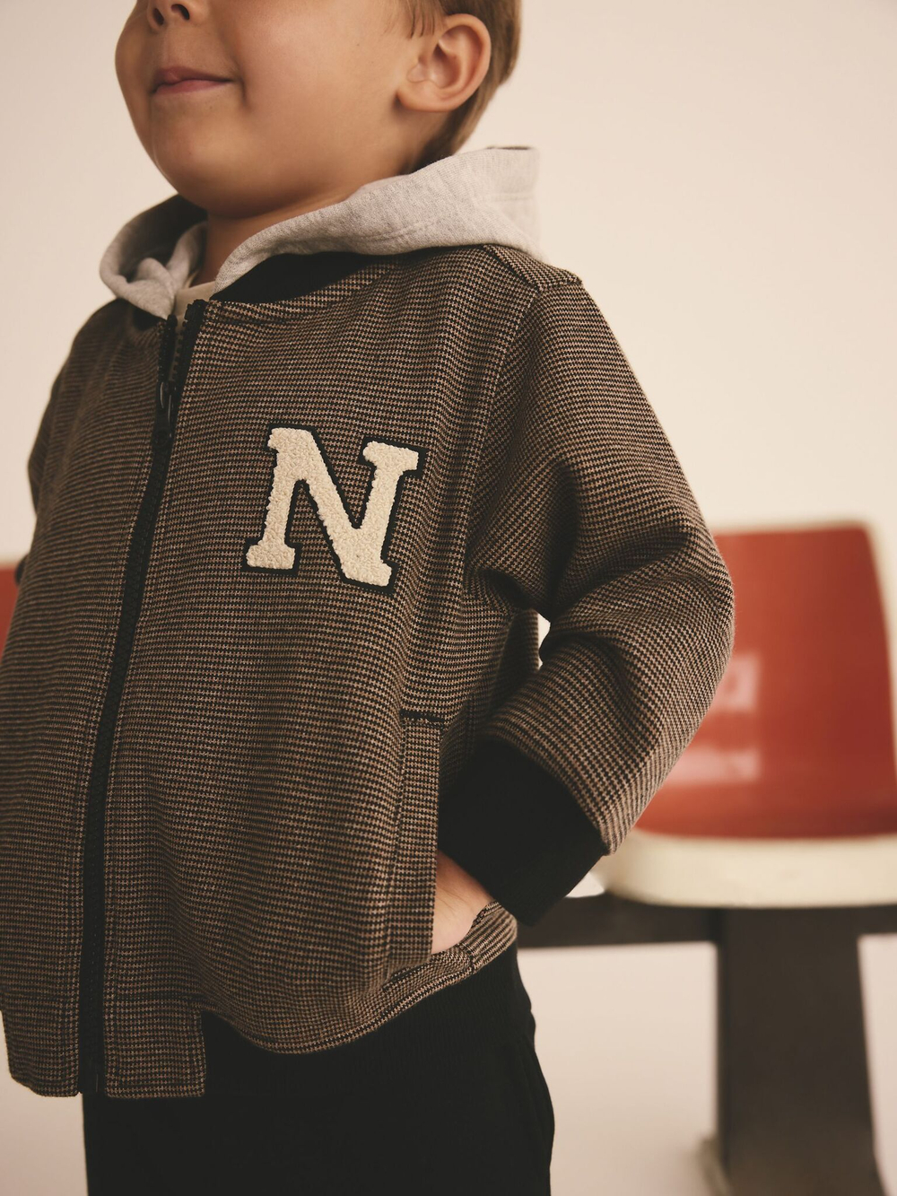 Бомбер с капюшоном для мальчика Next B76-449, Коричневый