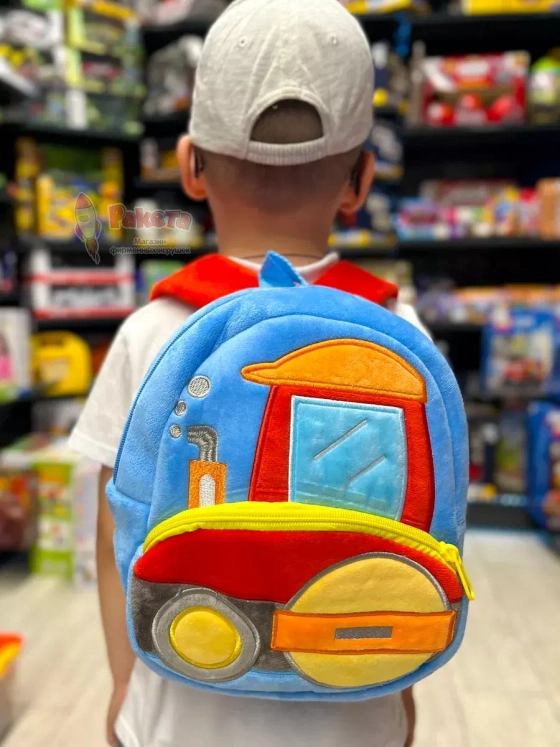 Рюкзак детский в садик плюшевый дошкольный паровоз