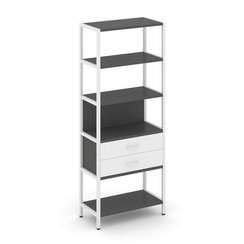 Shelf System Односекционный стеллаж пятиярусный с ящиками SN.STM-512 Антрацит/Белый/Металл Белый 810