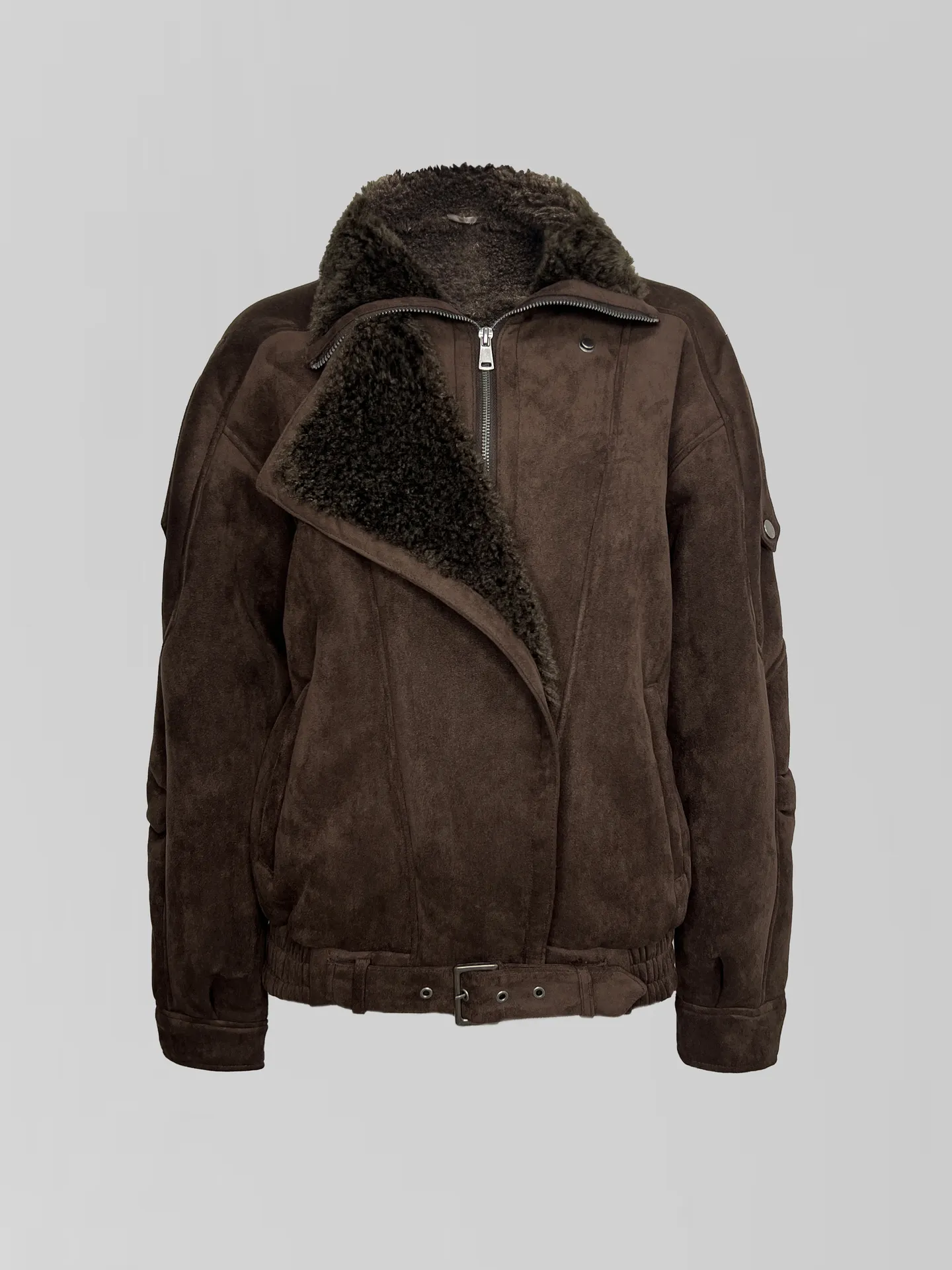 Дубленка VARGRO 8366-7580 на меху на молнии с ремешком снизу