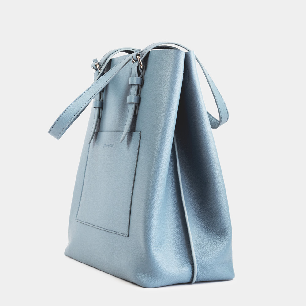 Женская кожаная сумка Shopper Vintage голубого цвета