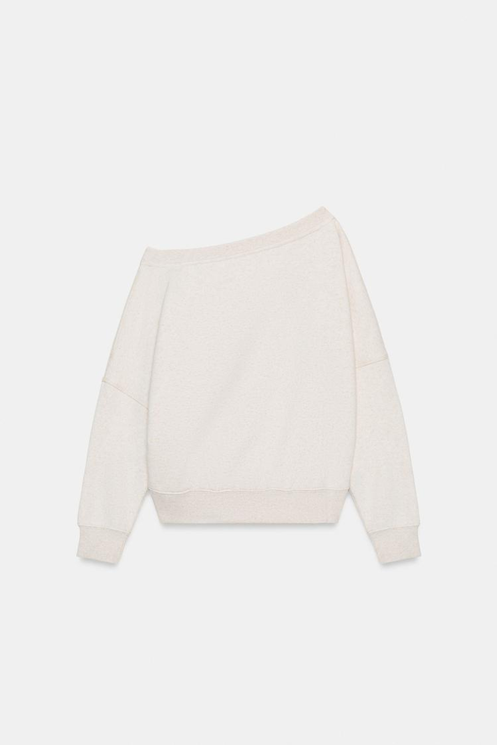 ZARA АСИММЕТРИЧНАЯ ТОЛСТОВКА ИЗ МЯГКОЙ ТКАНИ, БЕЖЕВЫЙ МЕЛАНЖ