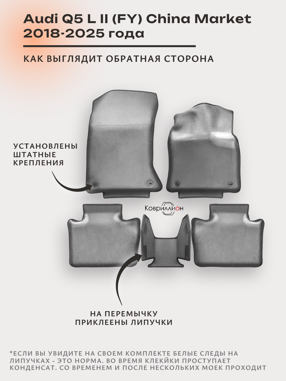 Автомобильные коврики ЭВА с бортами для Audi Q5 L Il (FY) 18-25г. China Market