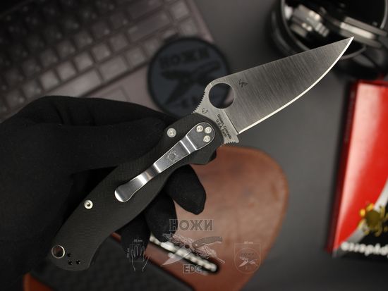 Нож складной Spyderco ParaMilitary 2 C81GP2 c клинком сатин CPM-S45VN, рукоять черный G10
