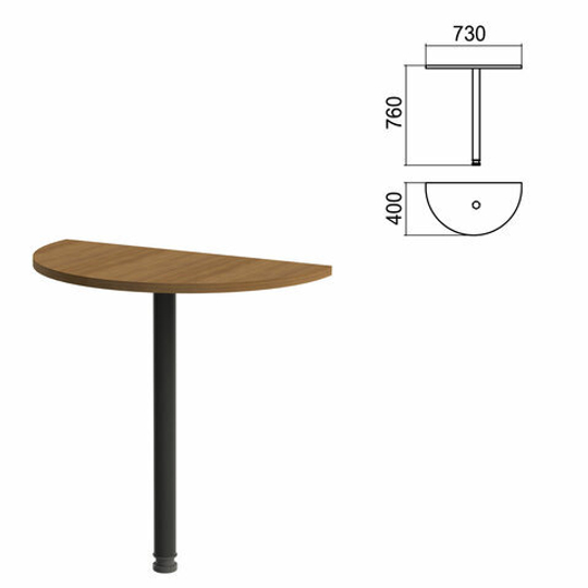 Стол приставной полукруг "Арго", 730х400х760, орех/опора черная (КОМПЛЕКТ)