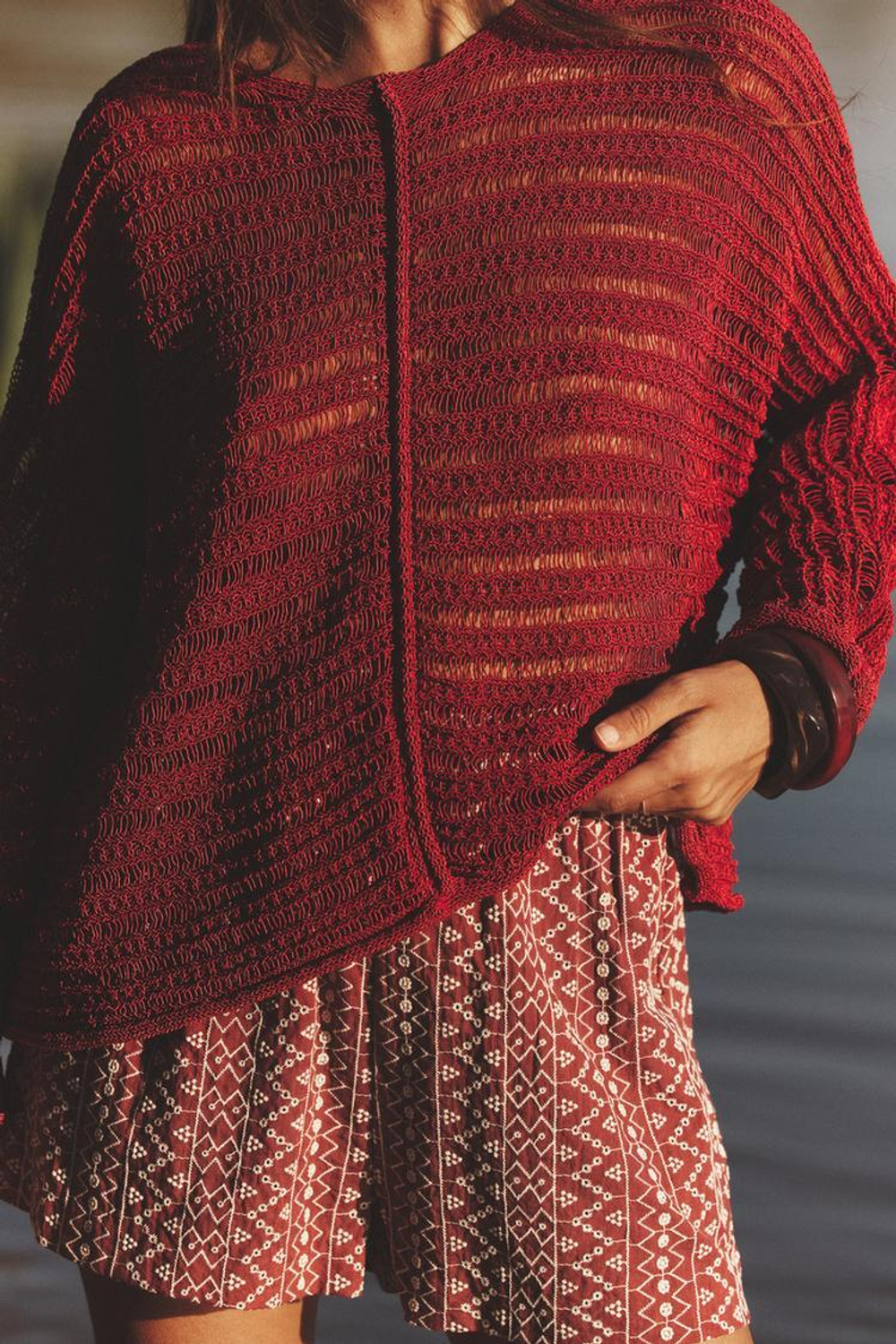 ZARA СВИТЕР АЖУРНОЙ ВЯЗКИ, МЕДНЫЙ