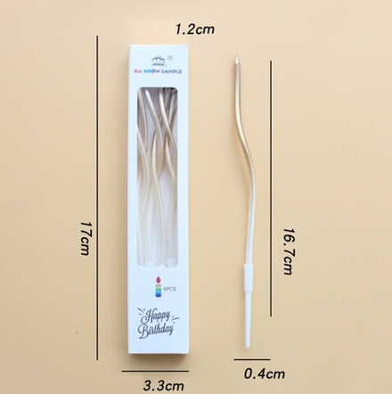 Свечи для торта с держателями Волна золотой градиент 15 см (6 шт/уп.)