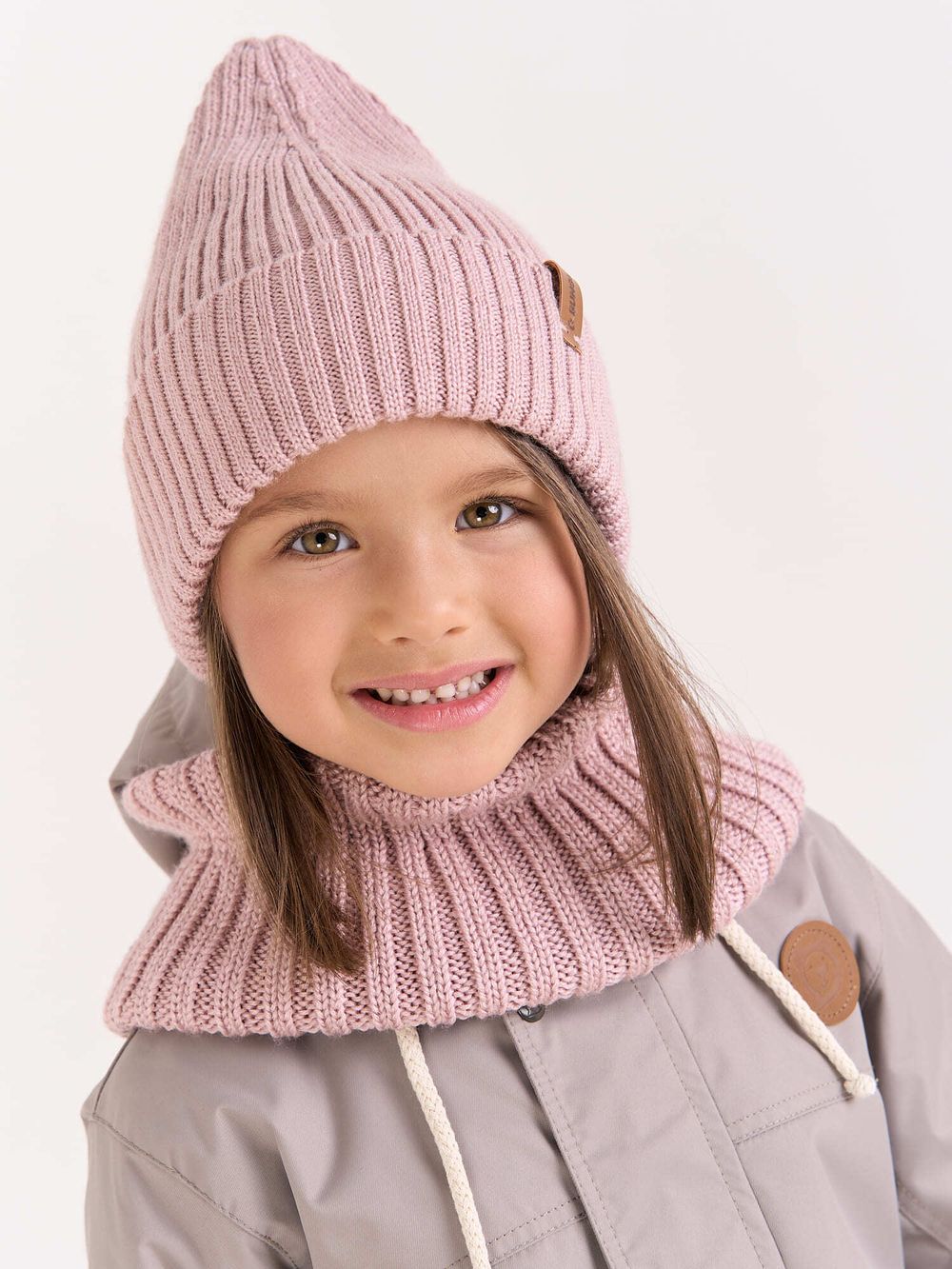 Шапка свечка из смесовой шерсти однослойная "Пудра"