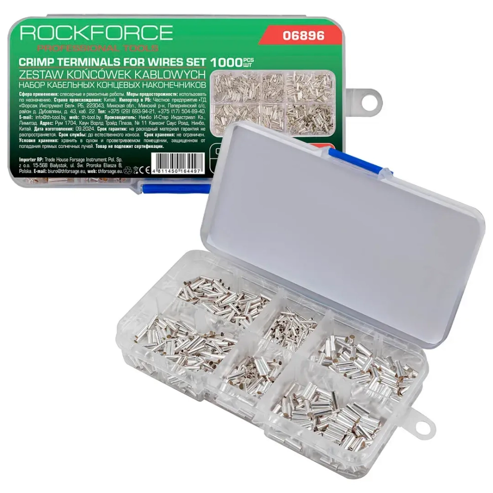 Наконечники кабельные концевые, набор 1000пр. RockFORCE RF-06896