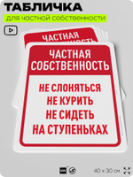 Табличка для частной территории "Частная собственность не слоняться и не курить", на дом, для участка, организаций, предупреждающая, 40х30 см, Silver Plane x Айдентика Технолоджи